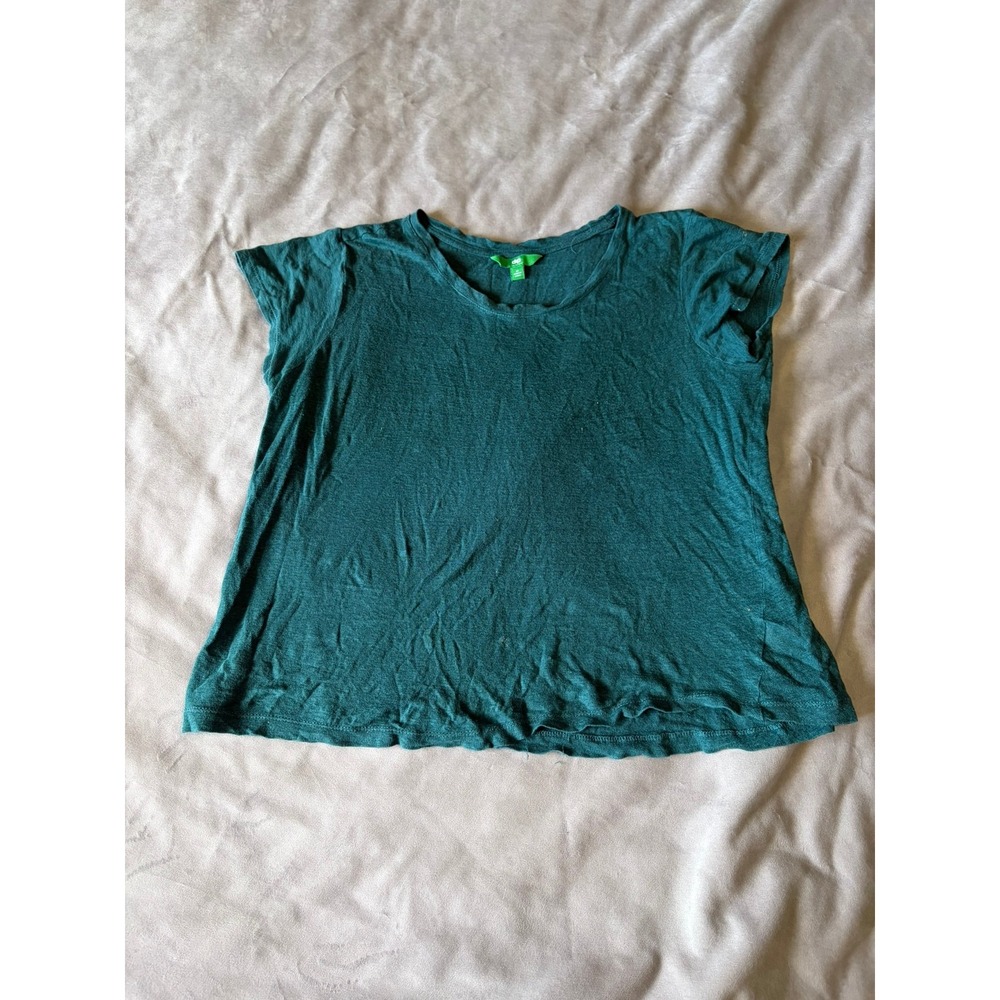 Dip Womens Teal Green Scoop Neck Short Sleeve T-Shirt Size Medium Relaxed Fit